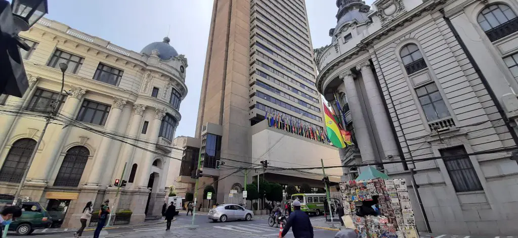 BCB Central Bank of Bolivia headquarters in the downtown of La Paz Bolivia