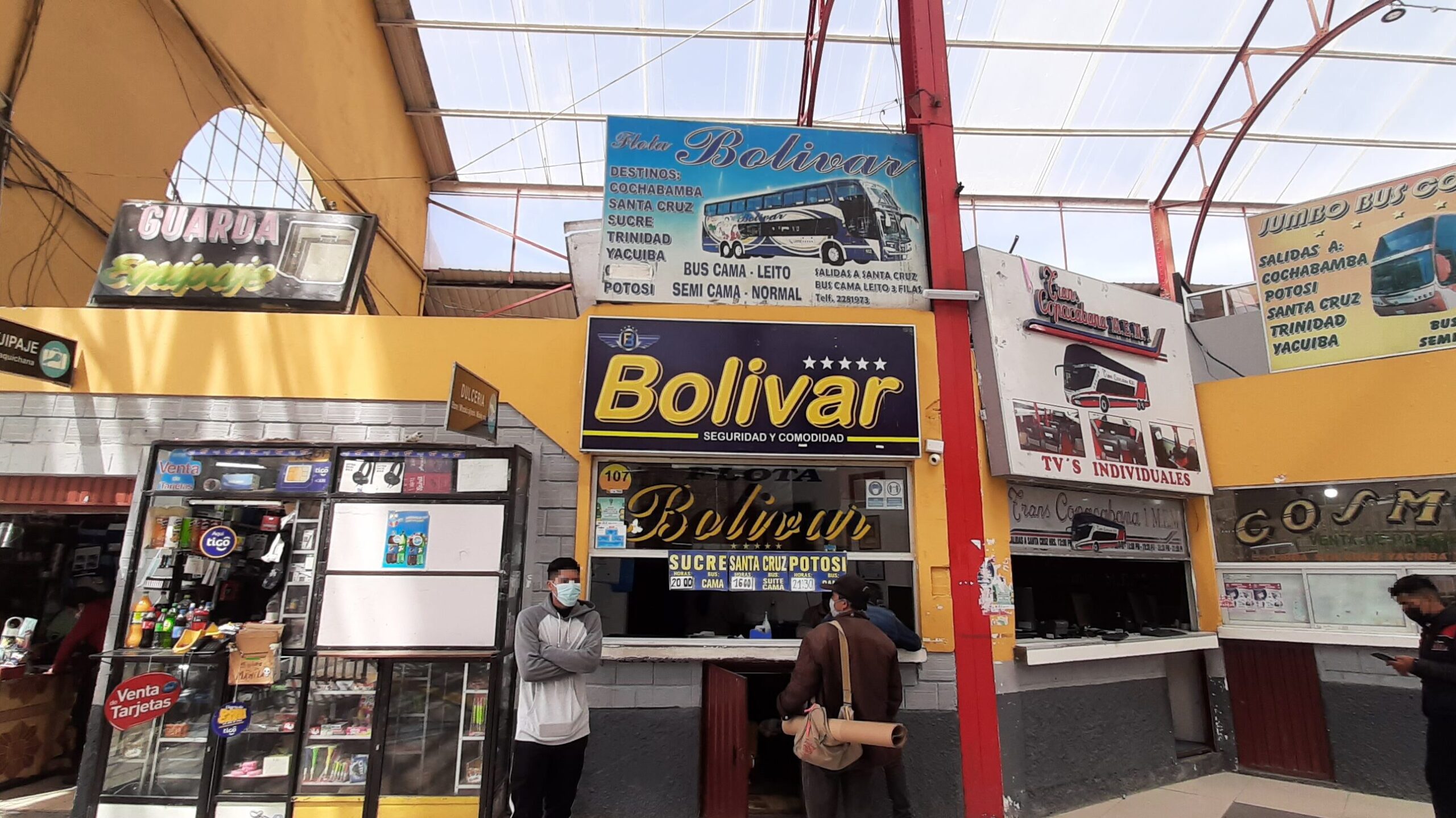 Bolivar bus company agency in La Paz bus station Bolivia