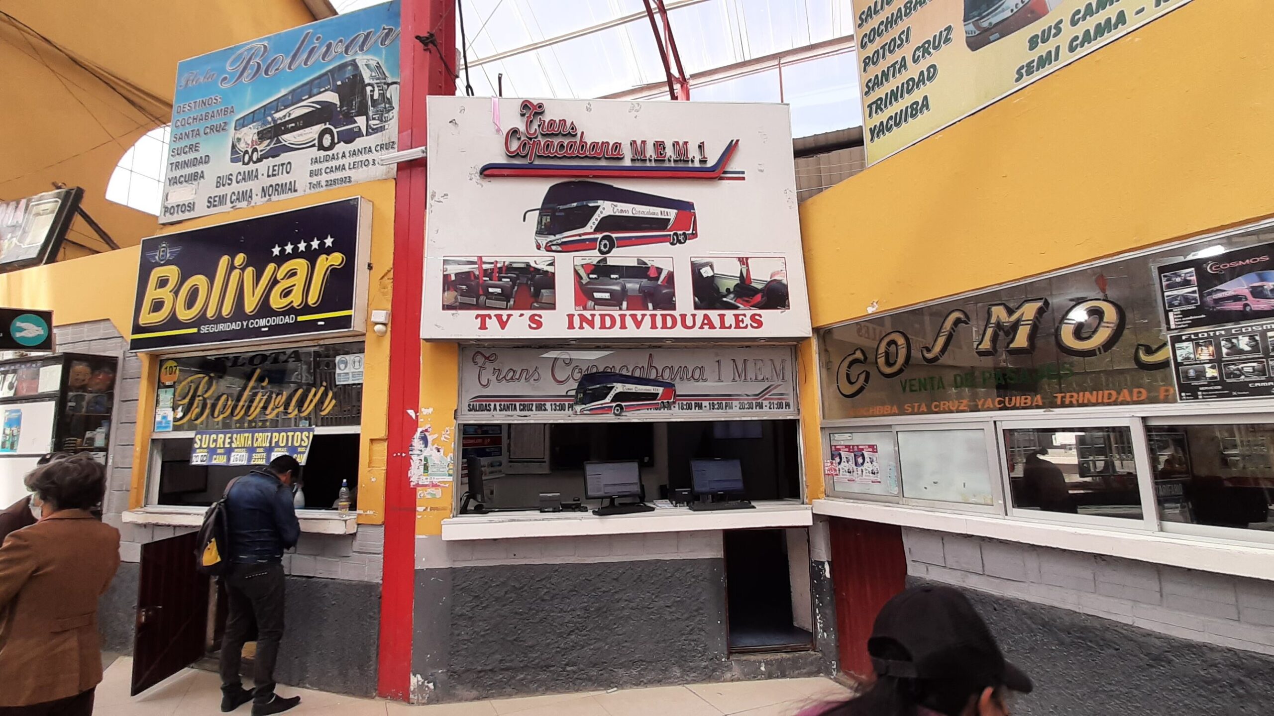 Trans Copacabana MEM 1 bus company agency in La Paz bus station Bolivia