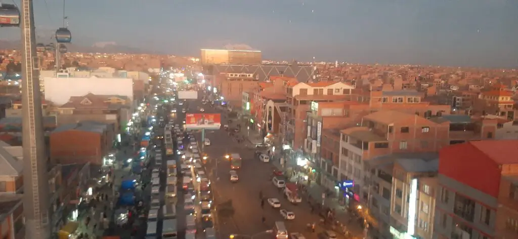 Endless cubes of orange bricks with windows, in El Alto, Bolivia