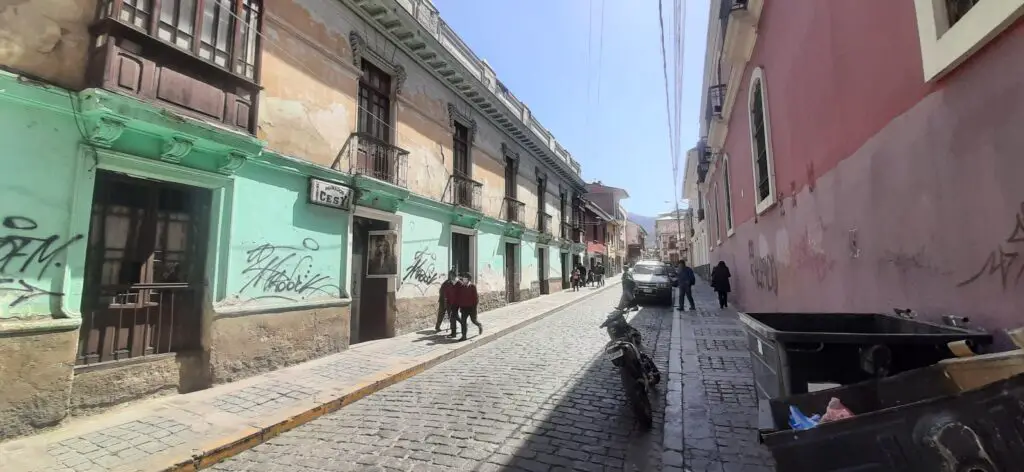 Homes inside the historical downtown of La Paz City, Bolivia