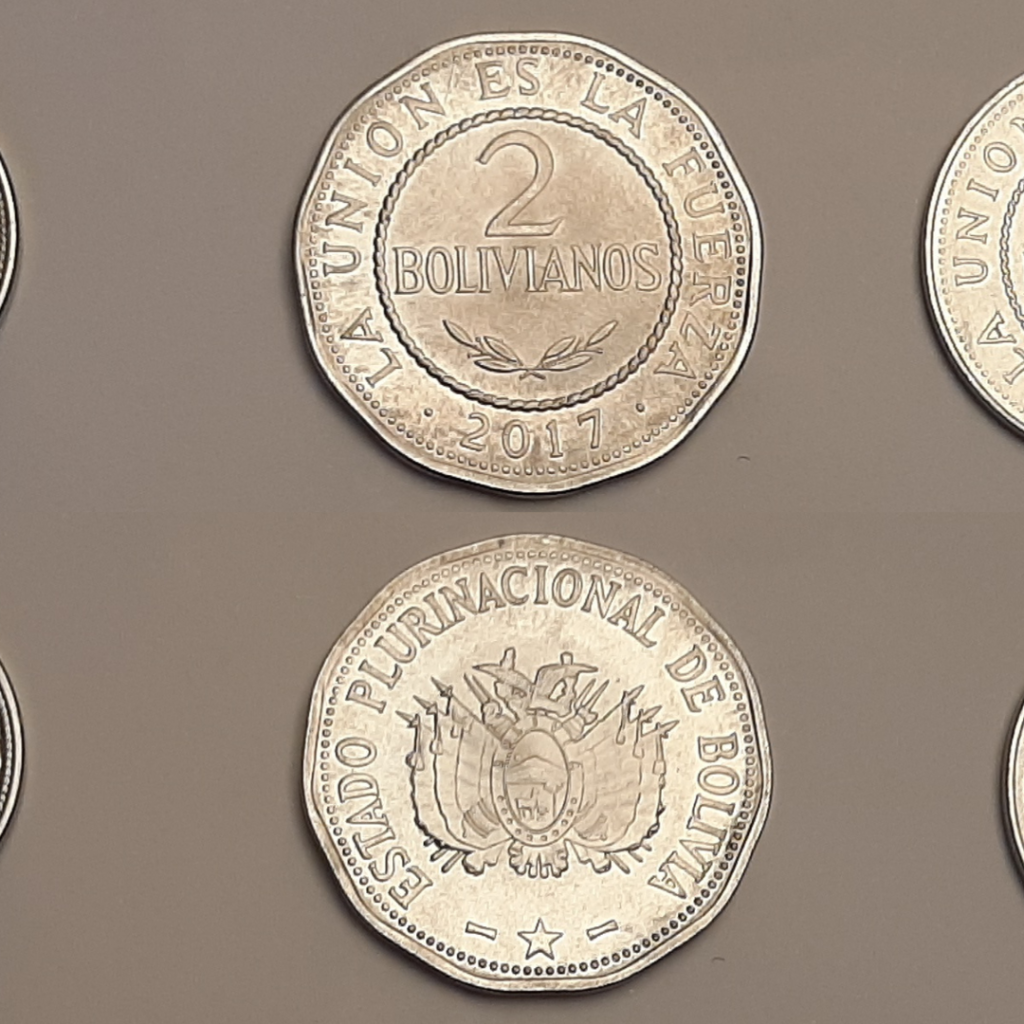 Moneda actual de Bs 2 frente y reverso