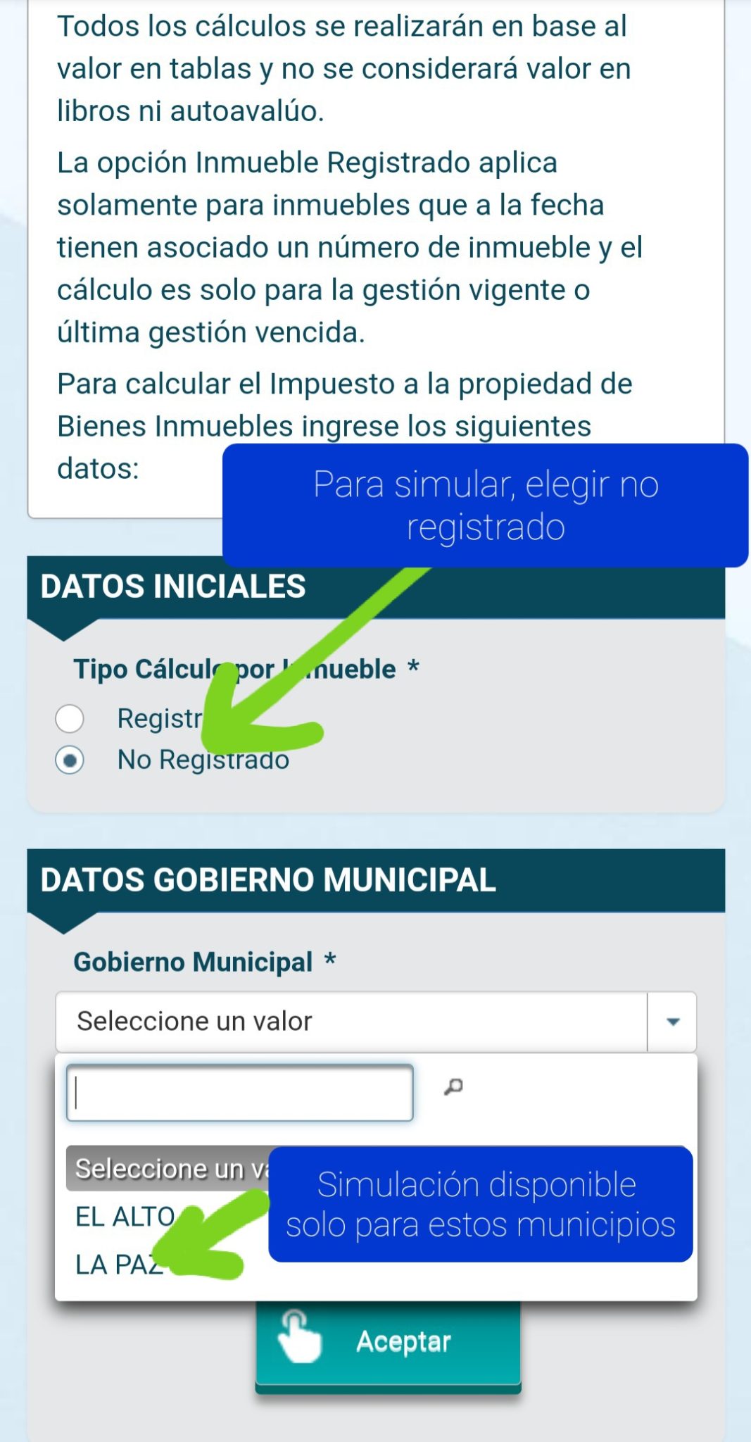 Como simular los impuestos de un inmueble en el RUAT