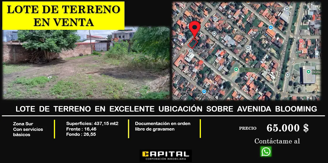 1 lote venta zonasur avenidaBlooming santacruz bolivia