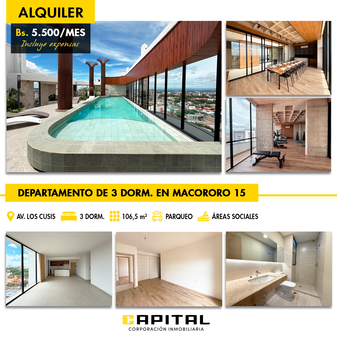 Departamento 3 dormitorios en alquiler en Macororó 15 23
