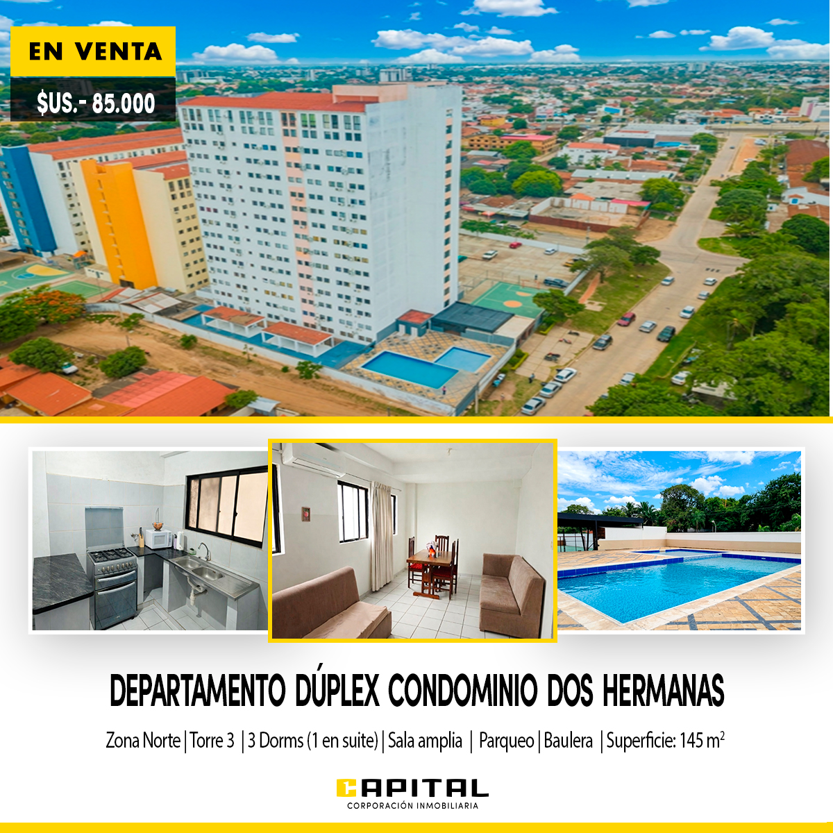 VENDO DEPARTAMENTO DE 3 DORMITORIOS EN EDIFICIO ZONA NORTE