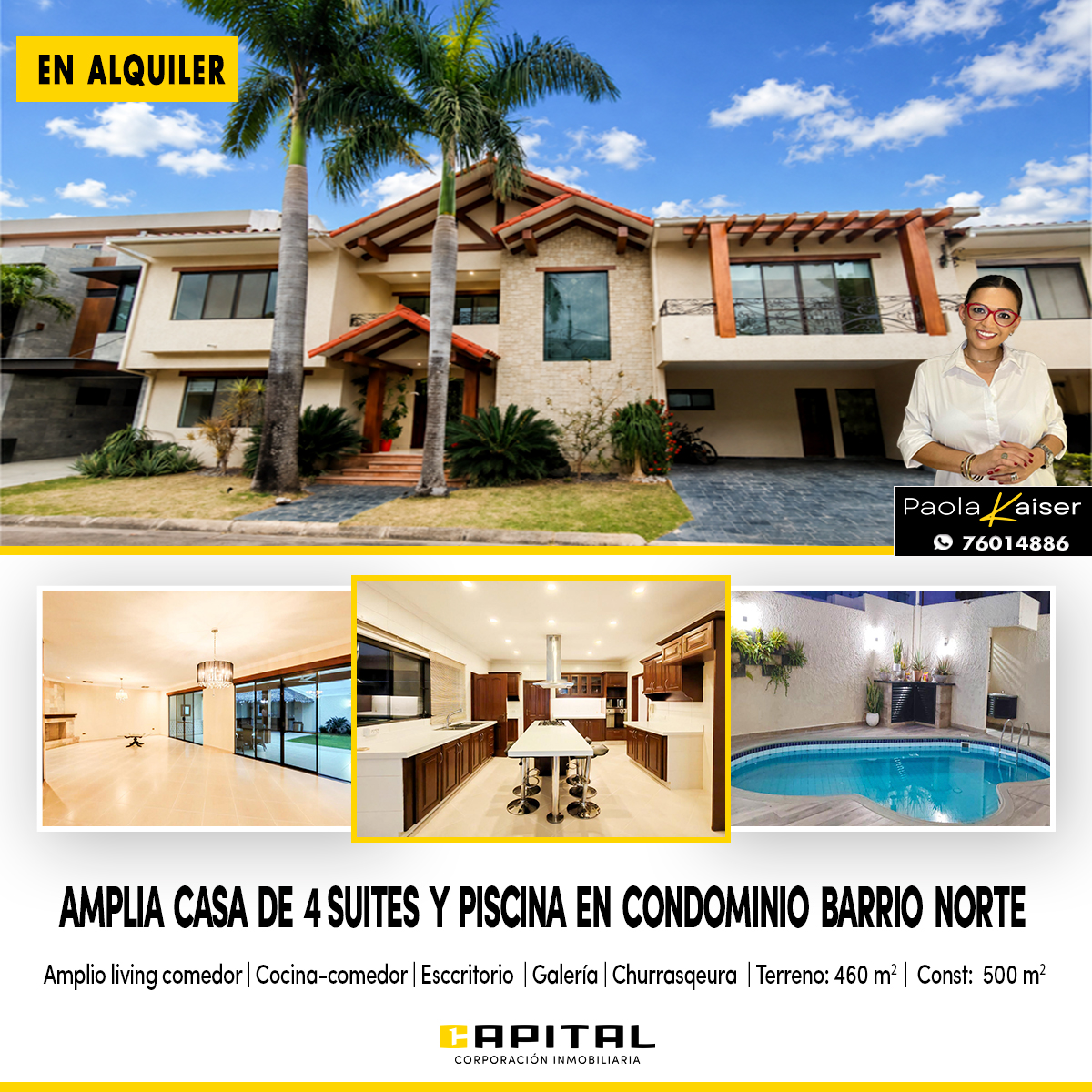 Casa de 4 suites en alquiler zona norte condominio Barrio Norte