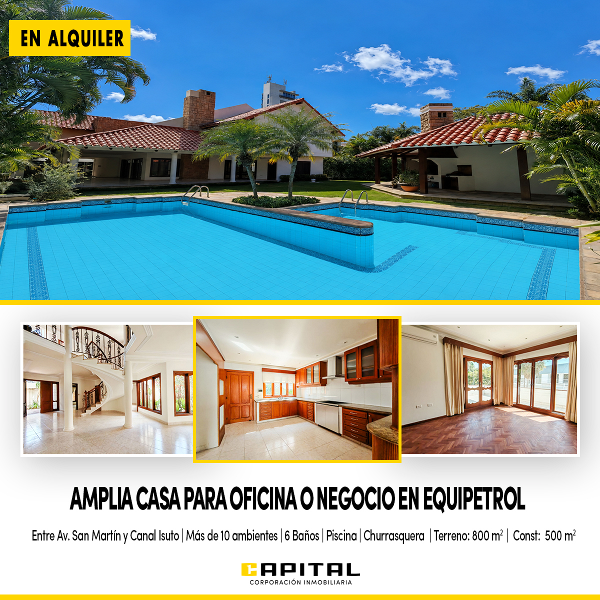 Amplia casa en alquiler en Equipetrol